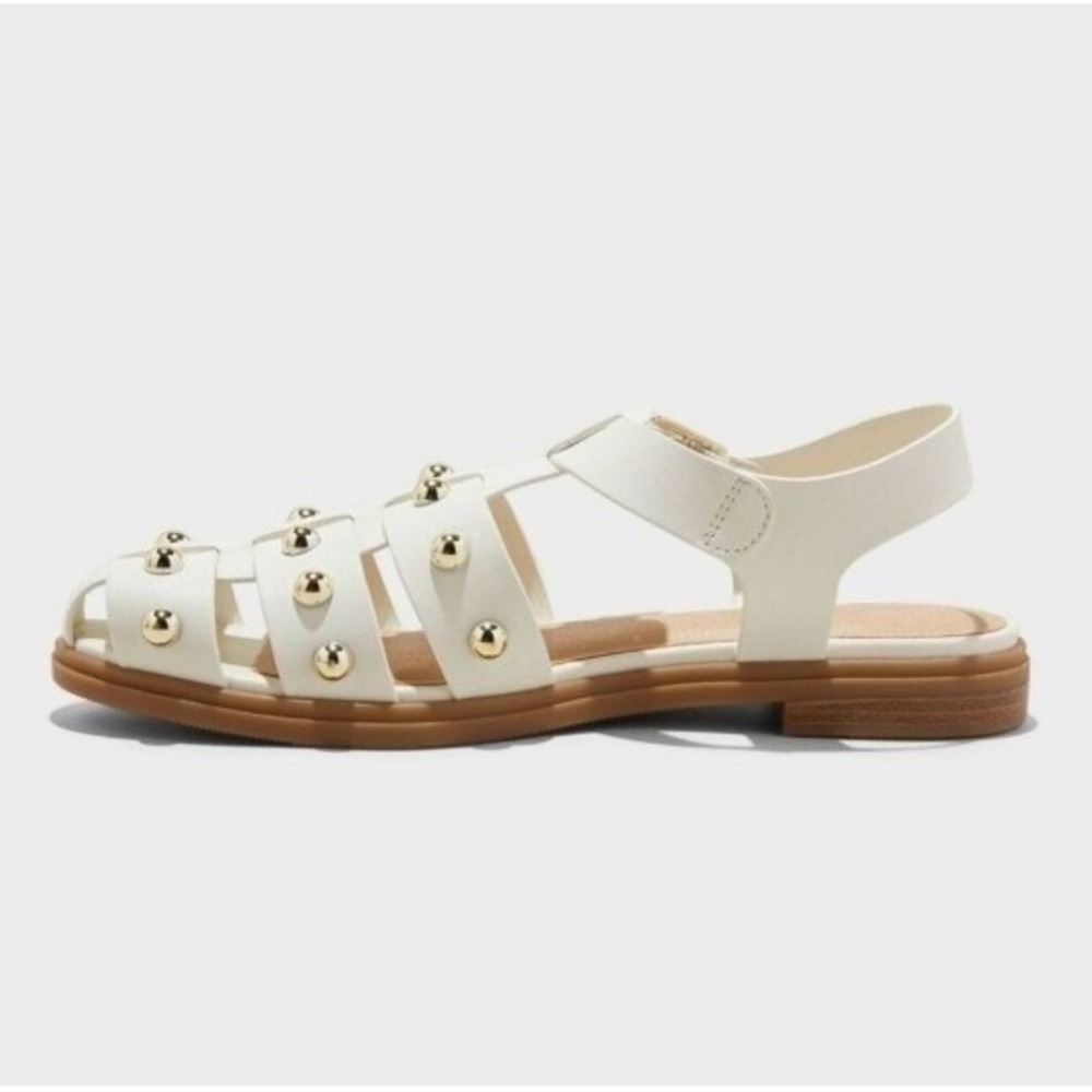 Universal Thread Winnie Studded Fisherman Sandals Off-White Gold Studs 9.5 - Picture 2 of 4